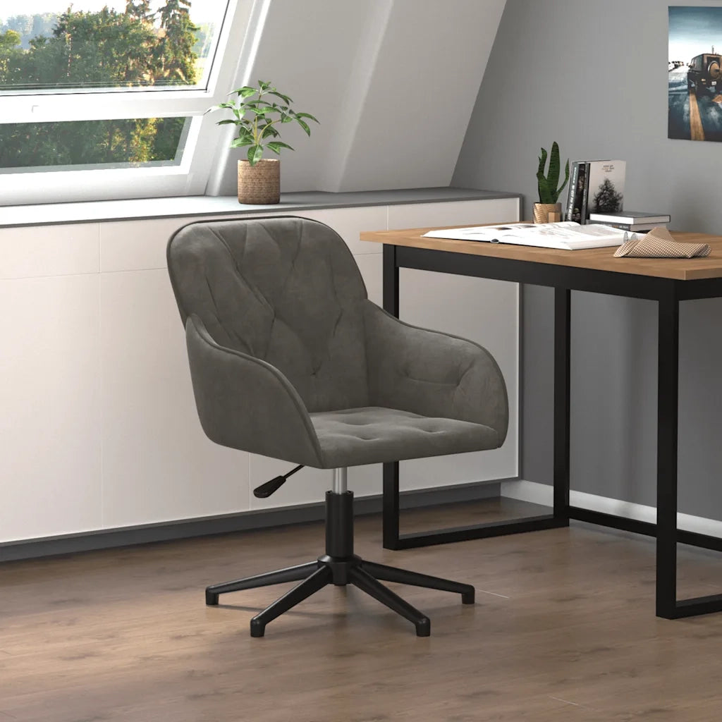 Sedia da Ufficio | Sedia da Gaming Girevole in Velluto Grigio Scuro