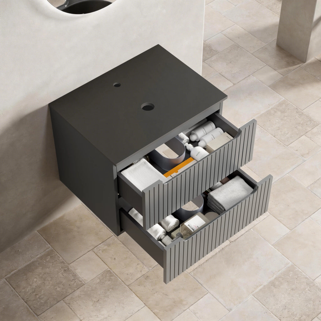 Mobile sottolavabo largo 60 cm, senza lavabo, grigio scuro