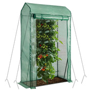 Serra da giardino accessibile con struttura in acciaio, Serra portatile con porta a cerniera copertura PE Verde-Serre da giardino