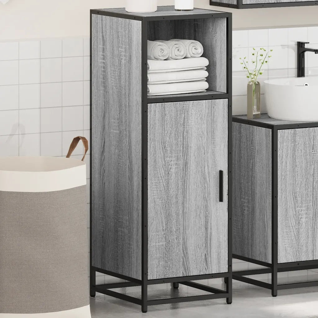Armadietto Bagno Grigio Sonoma 35x37,5x100 cm Legno Multistrato 849242