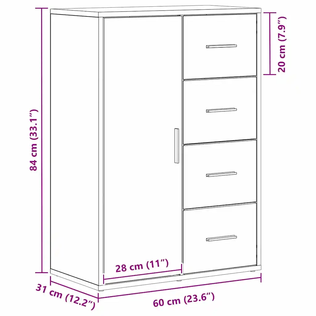 Credenza Rovere artigianale 60 x 31 x 84 cm Legno multistrato 862265