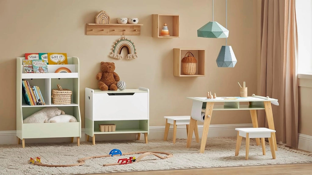 Tavolo per bambini con 2 sedie Set mobili per bambini Tavolo da dipingere per bambini Verde KMB92-GR