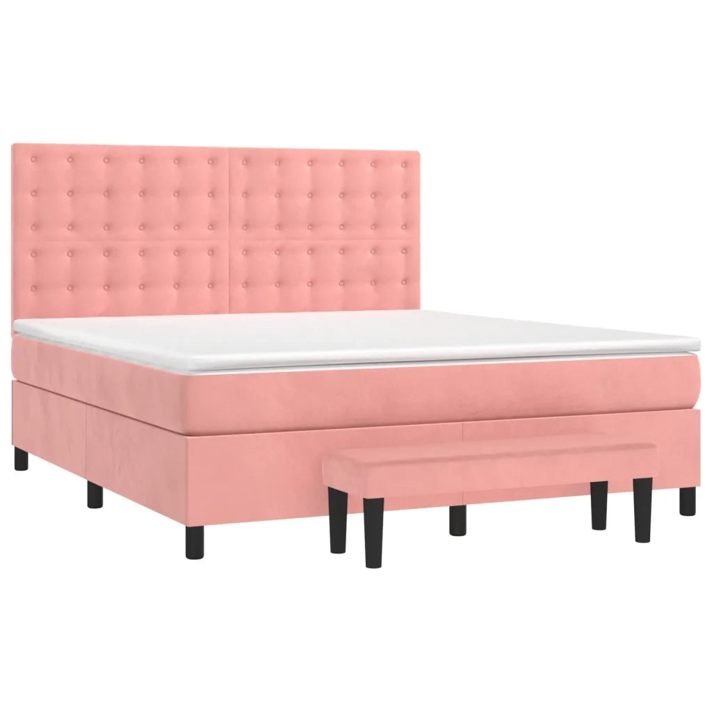 Giroletto a Molle con Materasso Rosa 160x200 cm in Velluto 3138096