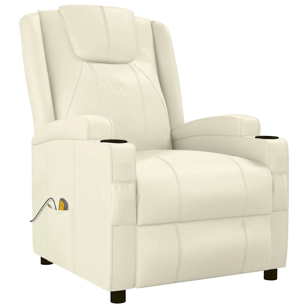 Poltrona Massaggiante Bianco Crema in Similpelle 321312