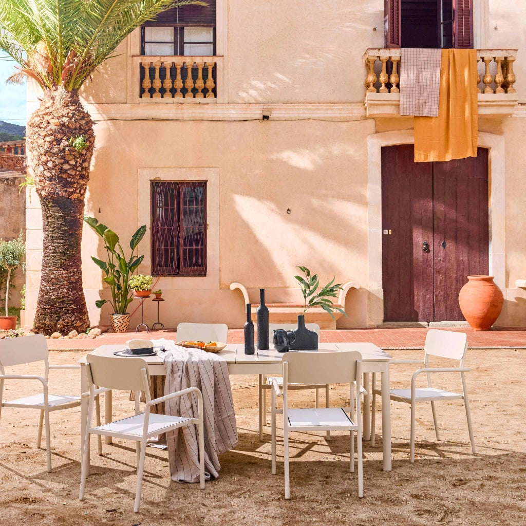Set tavolo da giardino allungabile in alluminio e textilene con 8