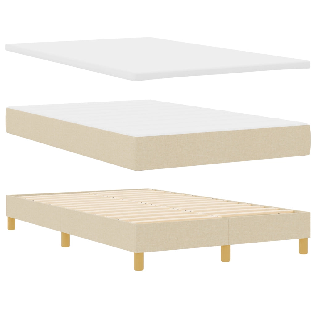 Letto Box Spring con Materasso & LED Panna 120x200 cm Tessuto