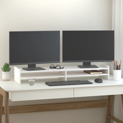 Supporto per Monitor Bianco 100x27x15 cm Legno Massello di Pino 814025