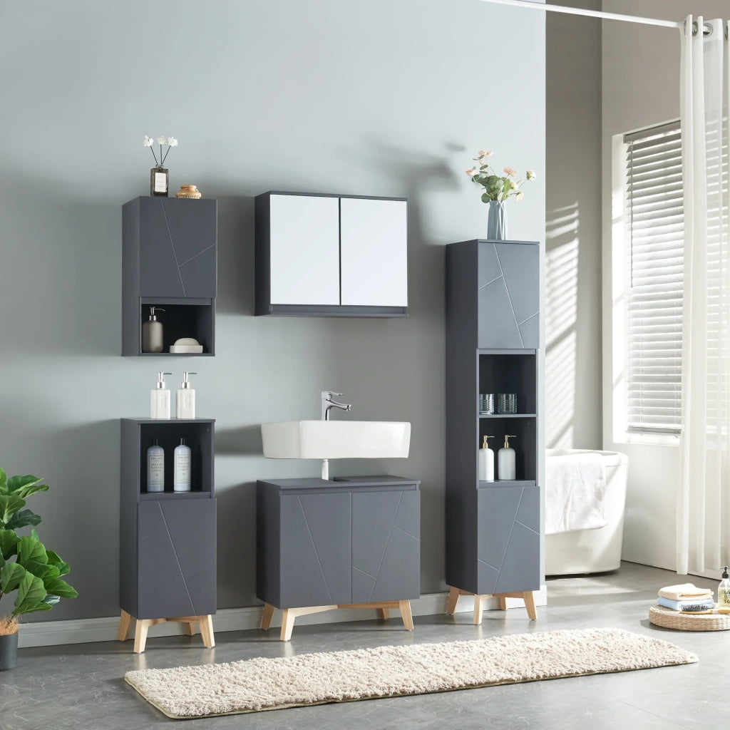 Mobiletto/scaffale per bagno grigio 86 x 30 x 30 cm 03_0008884