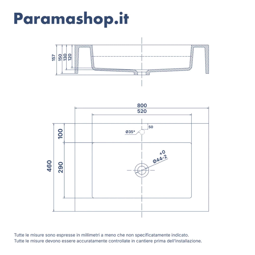Lavabo sospeso in marmoresina 80cm nero opaco | Koro