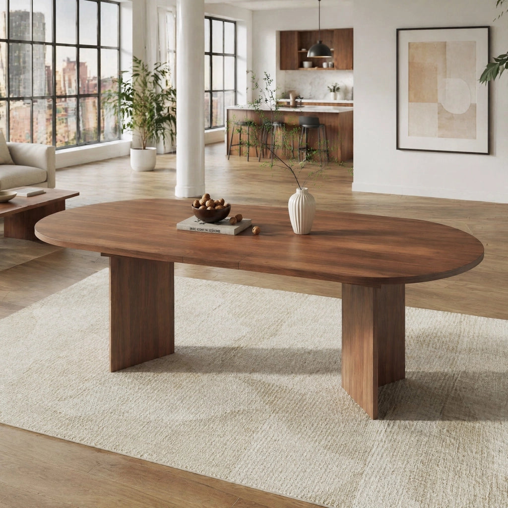Tavolo da pranzo allungabile 160/200 x 90 cm in MDF, colore noce, per 4-8 persone