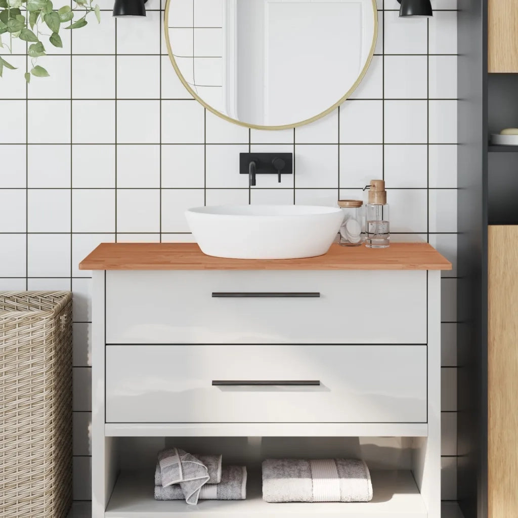 Piano Bagno 100x50x1,5 cm in Legno Massello di Faggio 355998