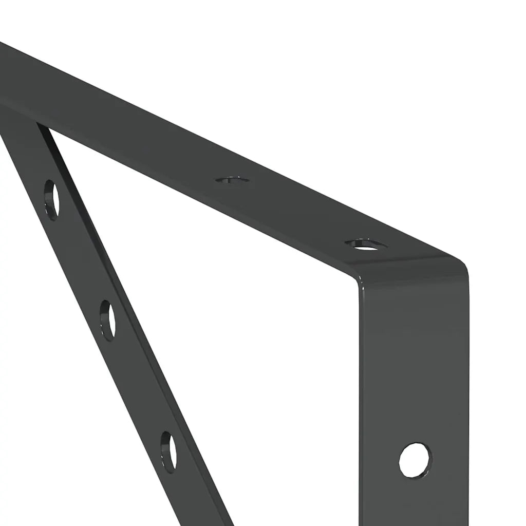 Staffe per Mensola 4 pz 23,5x2,5x15,5 cm in Acciaio Inox Nero