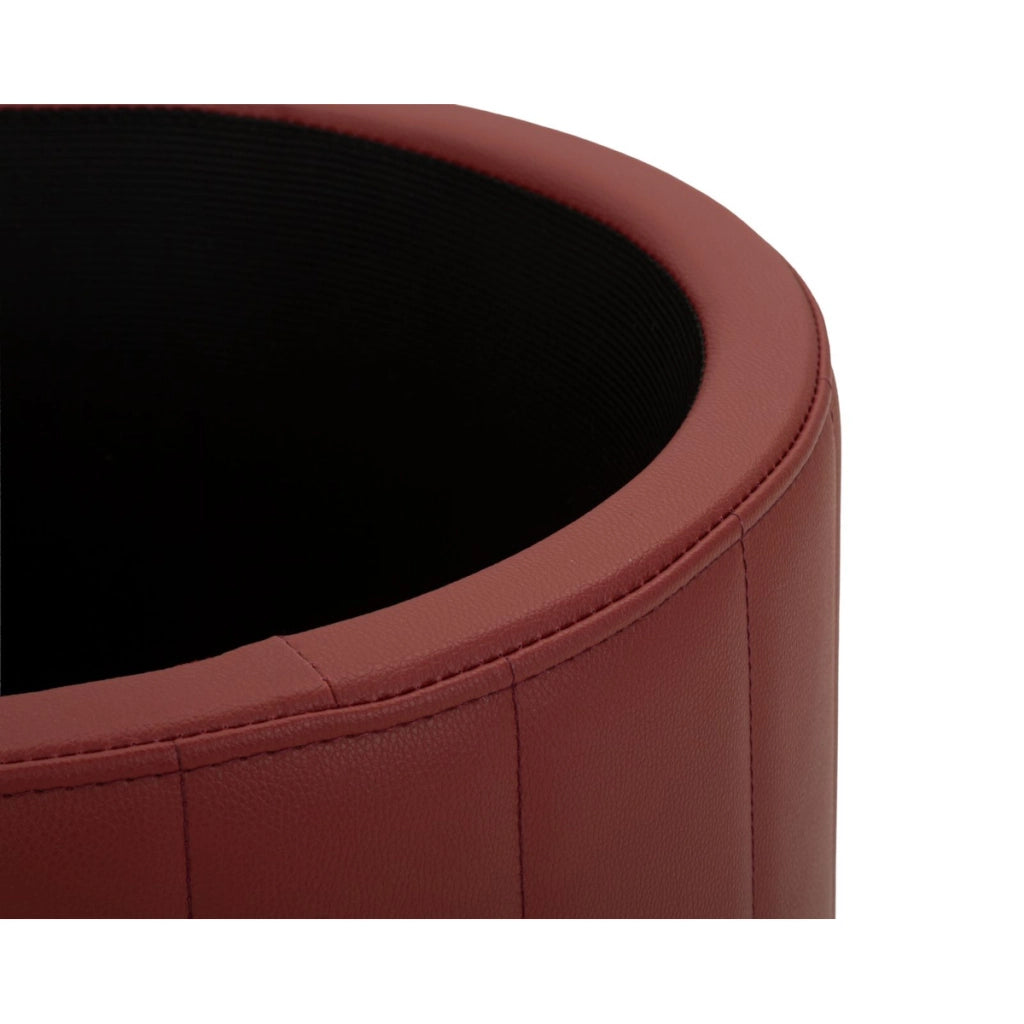 Pouf London in ecopelle rossa con dettagli oro