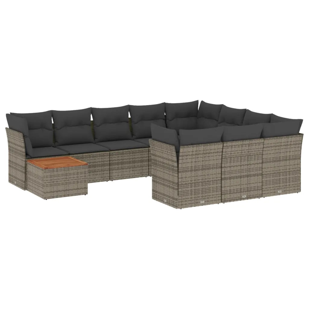 Set Divani da Giardino 11 pz con Cuscini in Polyrattan Grigio 3223848