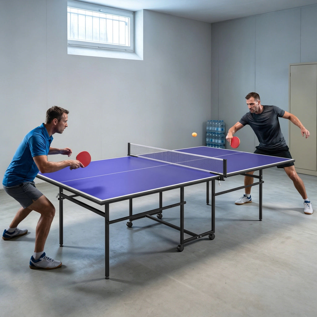 Tavolo da ping pong pieghevole ¨C zephmum ¨C 274x152,5x76 cm, blu, metallo