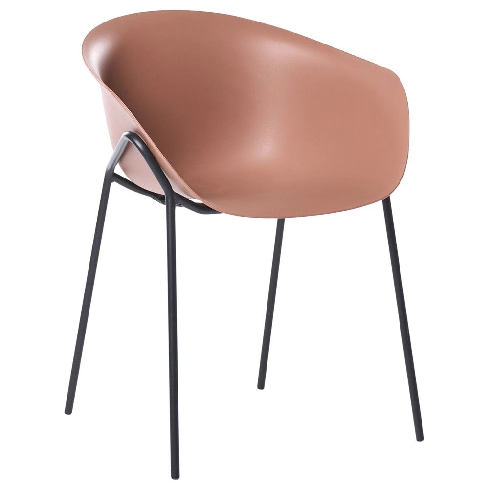 Set di 2 sedie da giardino con seduta in plastica e gambe in metallo nero e marrone resistenti alle intemperie moderne