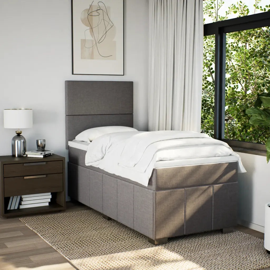 Letto singolo | Letto per adulti | Giroletto a Molle con Materasso Tortora 90x200 cm inTessuto