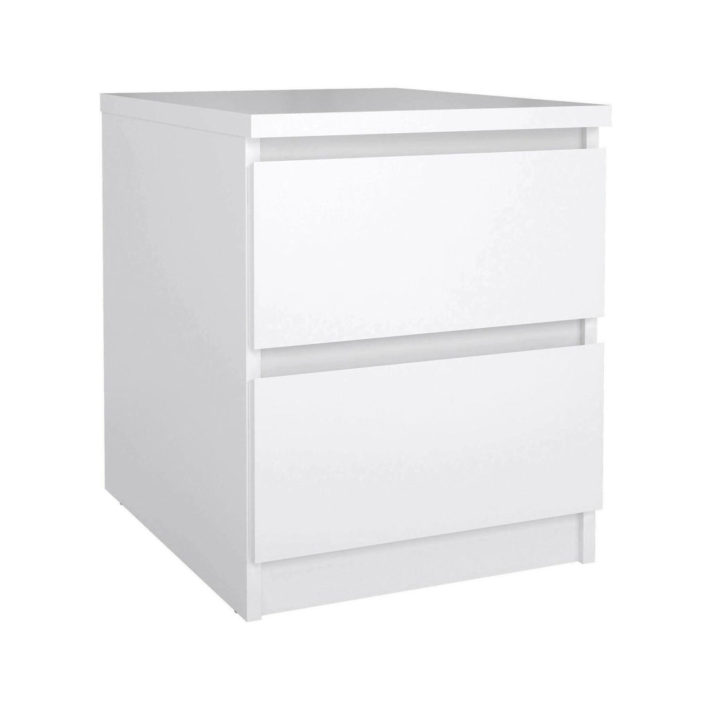 Comodino Daiki, Comò basso, Tavolino da notte, Mensola da letto, 50x40 h50 cm, Bianco lucido