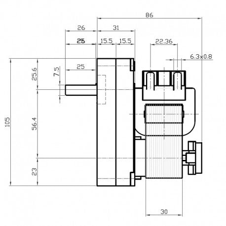 Kenta K9175052 Moteur poêle granulés 1,5 tr/min, arbre 8,5 mm, rotation horaire