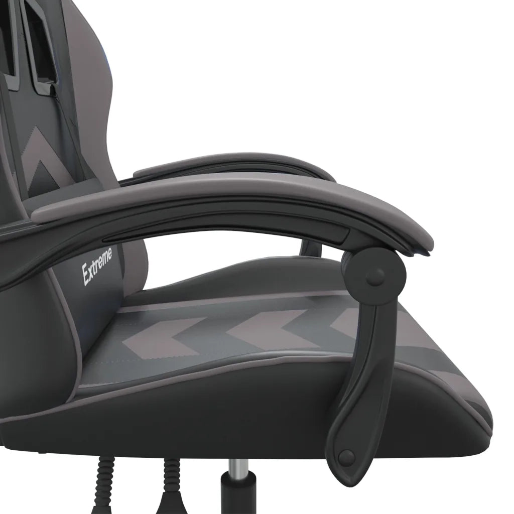 Sedia da Gaming | Sedia da e-sports Girevole Nera e Grigia in Similpelle