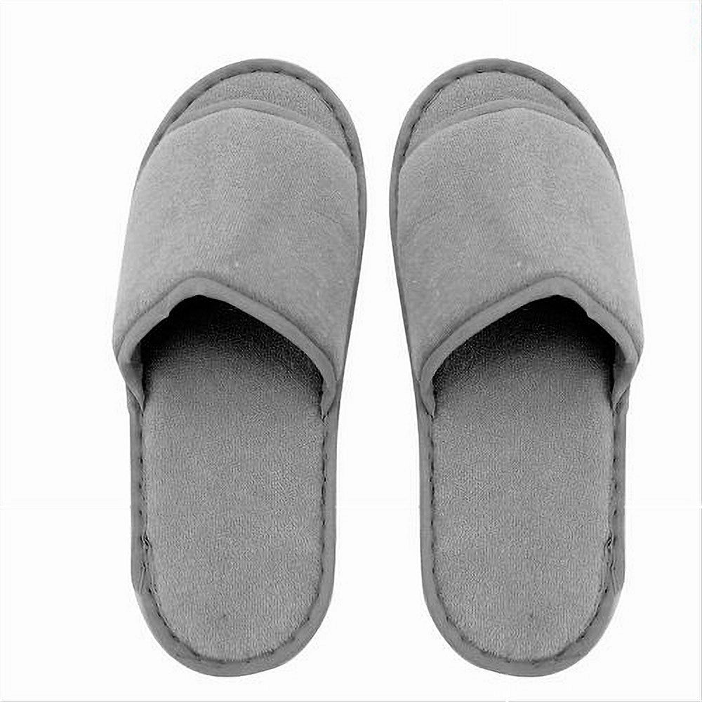 Trade Shop - Coppia Pantofole Ciabatte Bagno Tessuto Grigio Taglia 39-45 Stanza Hotel 79683 -