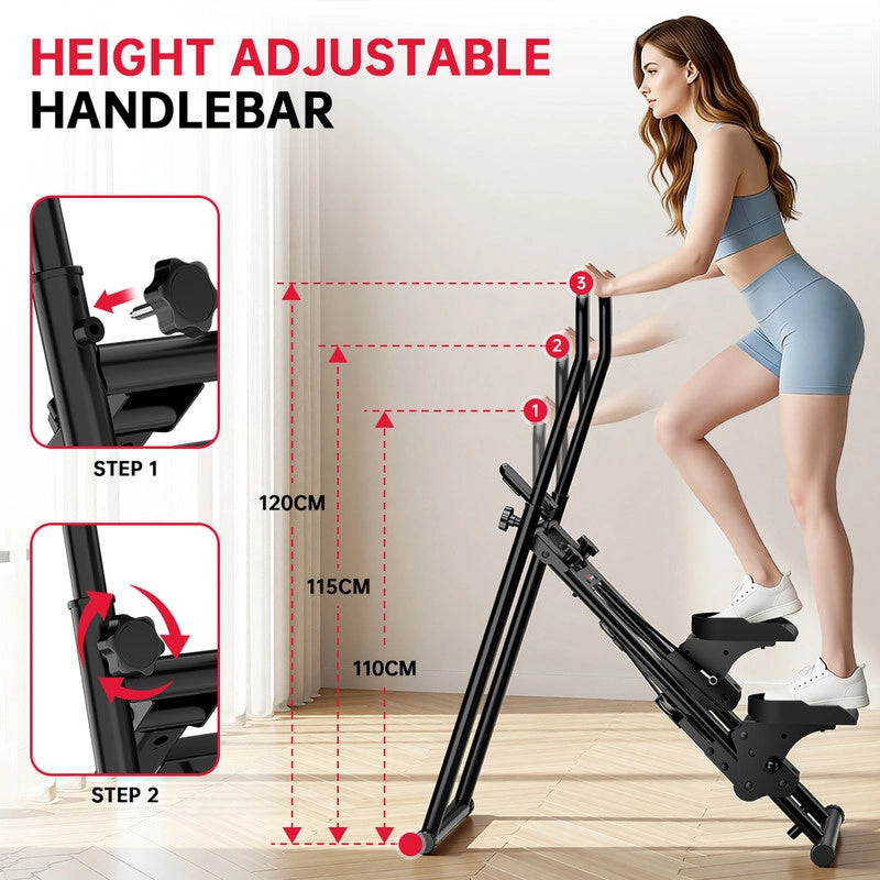 Stepper per Scale Verticale con Schermo LCD,RATTANTREE Manubri Regolabili e Pedali Antiscivolo, Stepper per Scale Fitness Professionale,Portata 150 kg