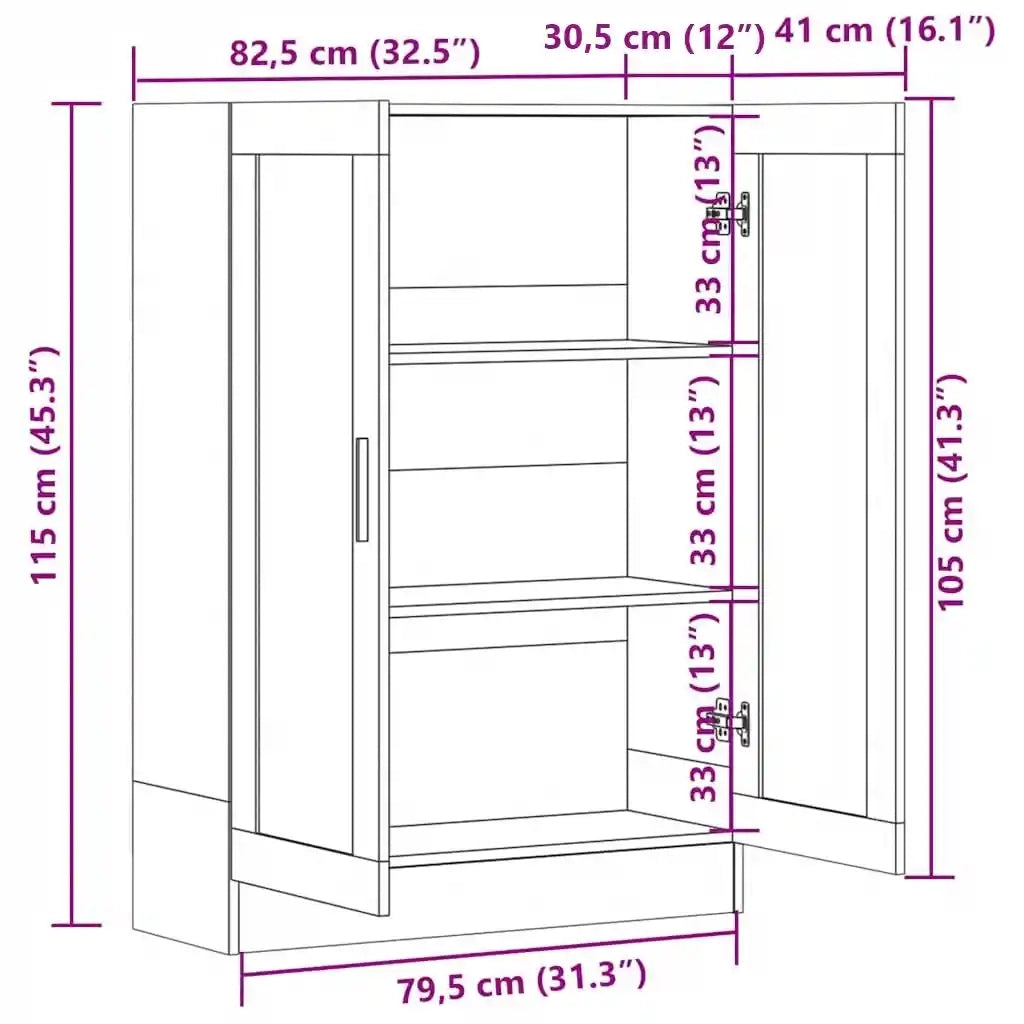 Armadietto con Vetrina Bianco 82,5x30,5x115cm Legno Multistrato CFW2090933