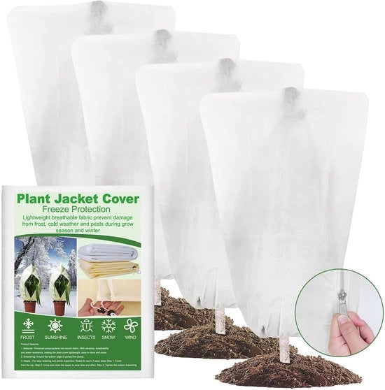 4 pezzi 60*80cm protezione invernale protezione piante protezione invernale per piante in vaso protezione con cerniera e cordino di trazione protezione riciclabile per piante