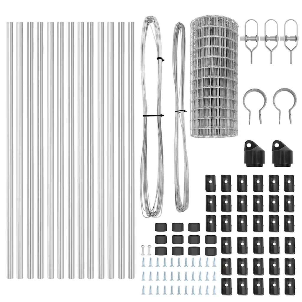 Recinzione da Giardino | Recinzione con Posto Argento 0,6 x 25 m Acciaio e PVC