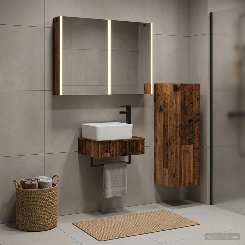Set di mobili per il bagno 4 pz Legno antico 3407405