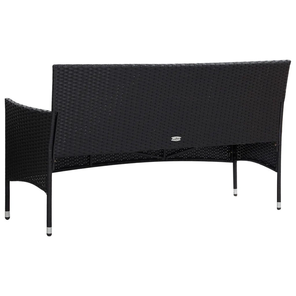 Set Divani da Giardino 5 pz con Cuscini in Polyrattan Nero 45893
