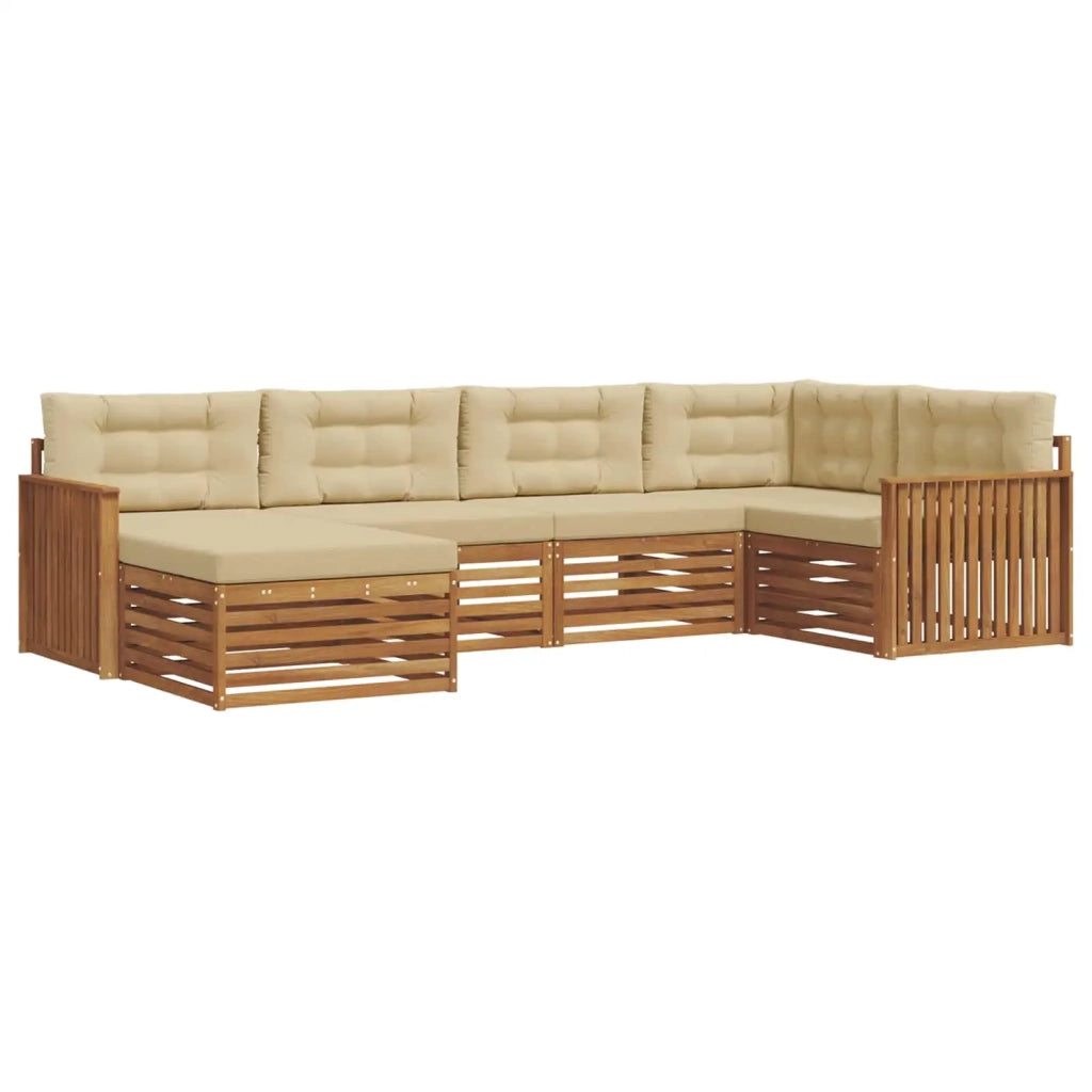 Set di divani da esterno con cuscino 6 pcs Naturale e Beige 3373738
