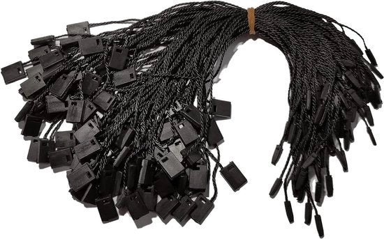 Etichette adesivi cordone in nylon per etichette adesive 1000 pezzi - chiusura per cordoni nero - accessori per bagagli - protezione dei prodotti