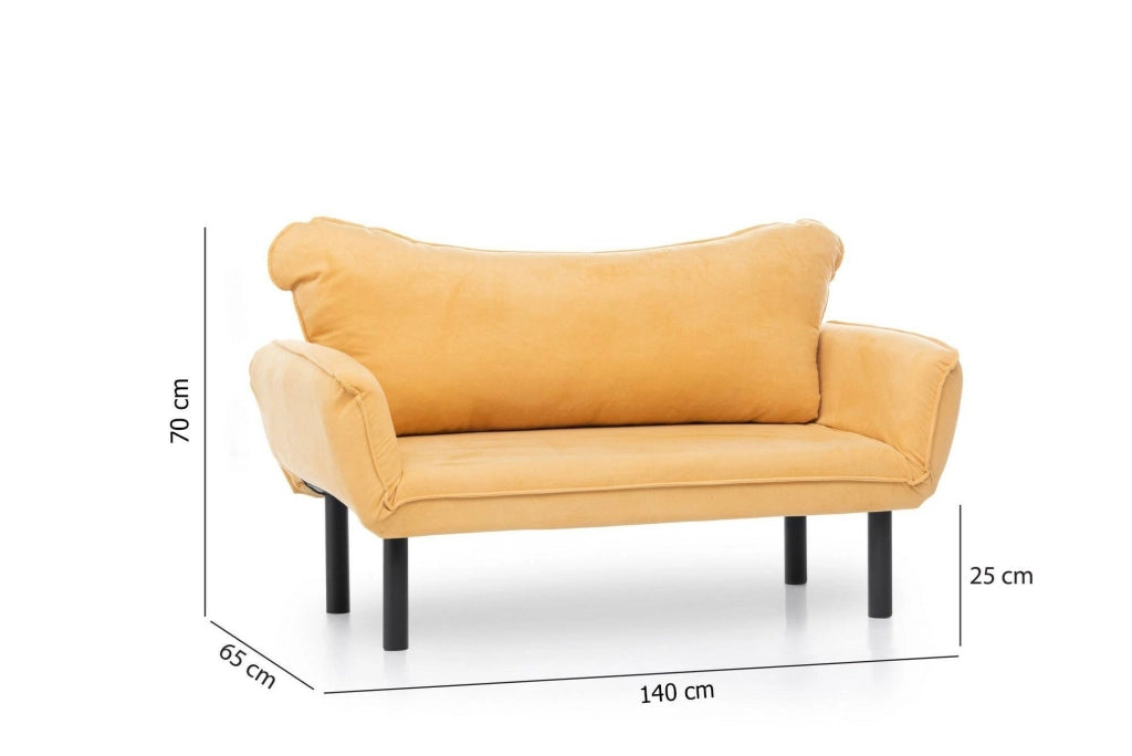 Hone, Divano Letto 2 Posti Contenitore, 140x65 cm Giallo