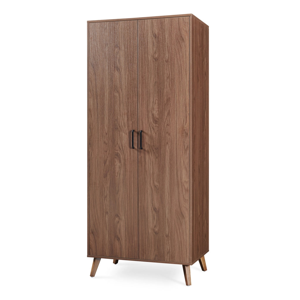 Armadio Guardaroba Norg con 2 Ante e 4 Scomparti 191x80x52 cm - Effetto Noce [en.casa]