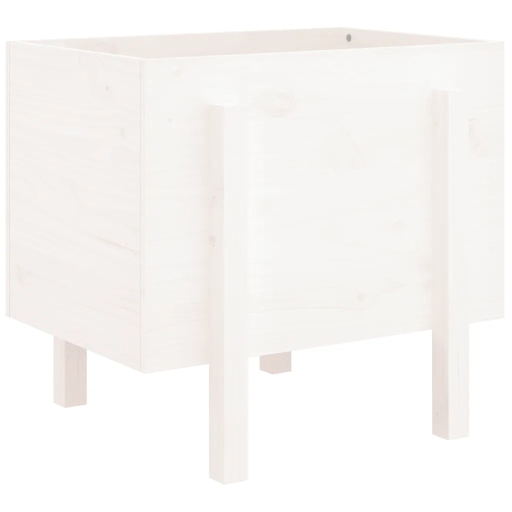 Fioriera | Cassetta per fiori | Vaso da Giardino Bianca 62x50x57 cm Legno Massello di Pino
