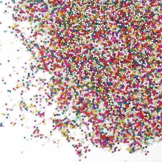 Strooisel regalo decorativo - 90 g confezione - per decorazione artistica - non commestibile - vetro - adesivo a base di polimero adatto - resina artificiale - punti di zucchero in plastica - perline di vetro - 2 mm