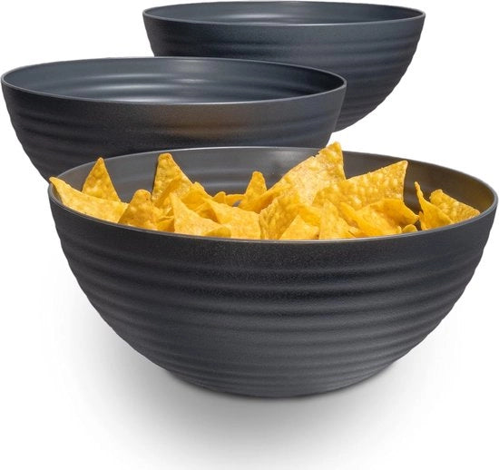 Servizio da 3 x 3,3 Liter | Servizio per snack Grande capacità | Infrangibile, lavabile in forno a microonde | Materiale BPA-free in plastica