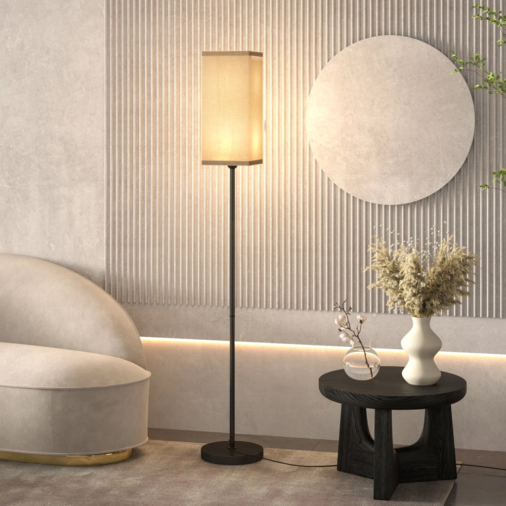 Lampada da terra ¨C zephmum ¨C beige effetto lino 25x161.5 cm