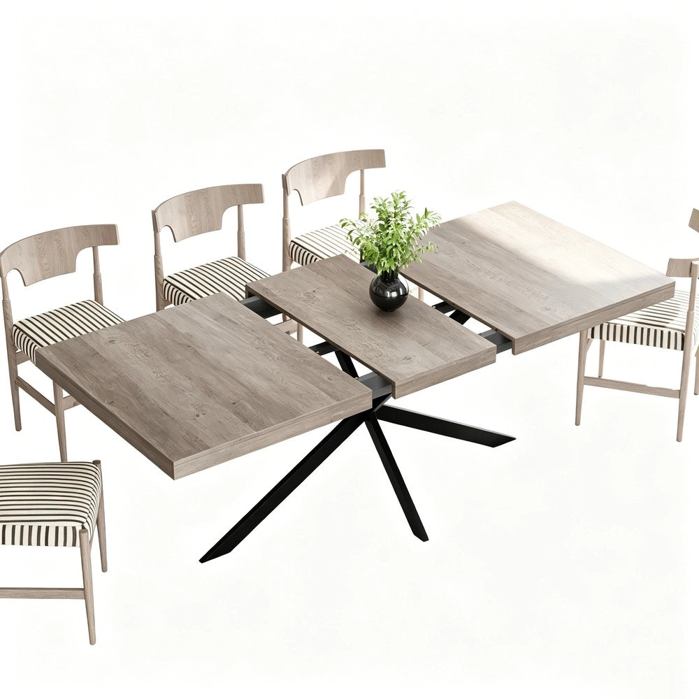 Tavolo da Pranzo Allungabile Rettangolare con Vano Contenitore ¨C MINIMAL ¨C Grigio, 140-180 cm