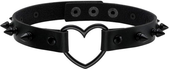 Collare punk con cuore in pelle PU con studs decorativi - Ideale per feste - Disponibile in diversi stili
