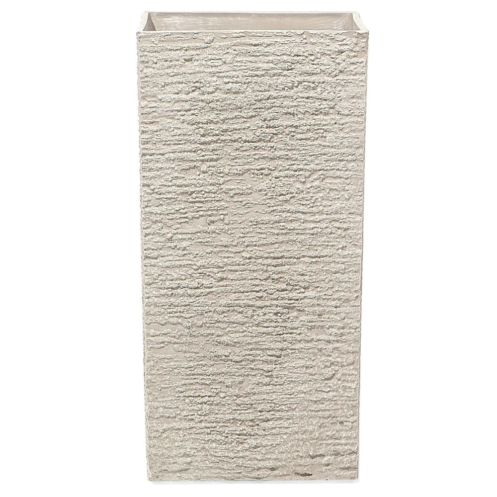 Vaso per piante alto in pietra beige 35 x 35 x 70 cm Fioriera per interni ed esterni