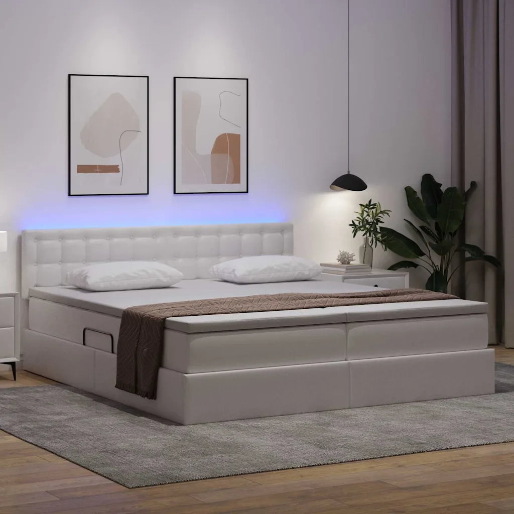 Letto con contenitore e LED con led Bianco Puro 180 x 200 cm