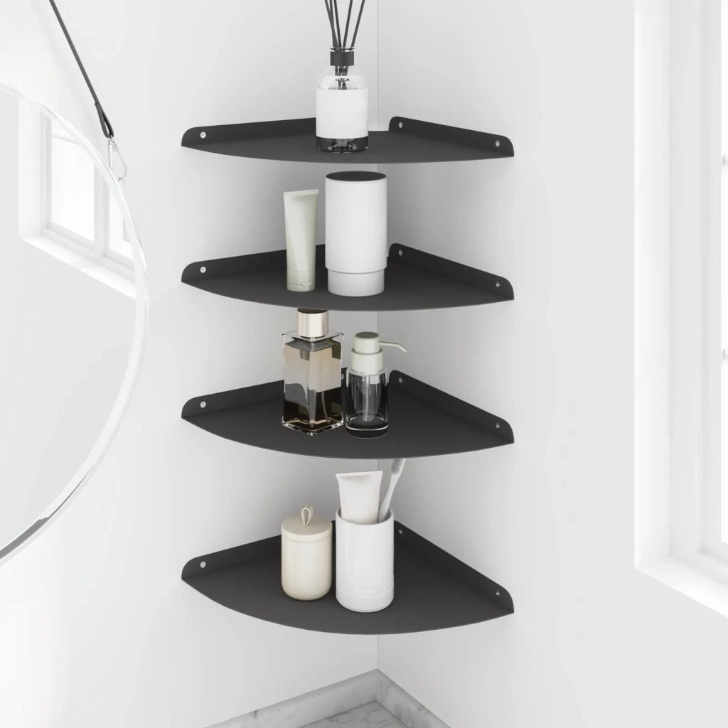 Mensola sospesa con lo scaffale 4 pcs Nero 30 x 30 x 2 cm