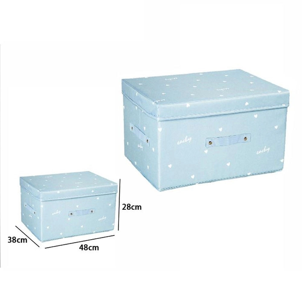 Trade Shop - Box Scatola Salvaspazio Armadio Contenitore Porta Oggetti Organizer 48x38x28 Cm - Celeste