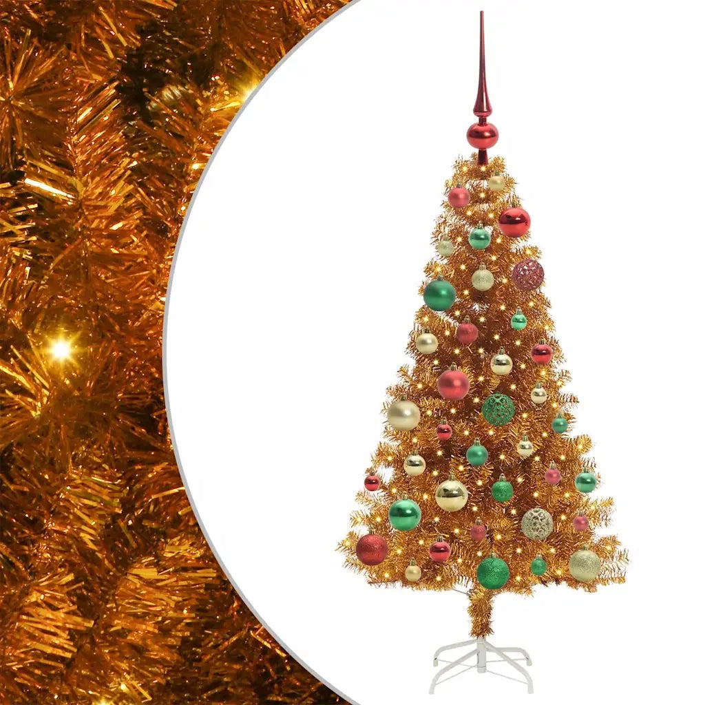 Albero di Natale con 150 LED con supporto Oro 120 cm PET 3396611