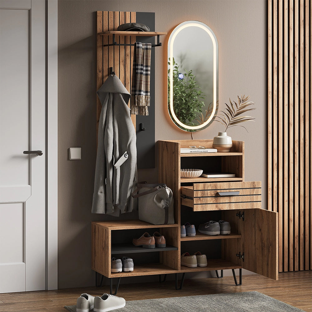 Vicco Armadio da ingresso Quercia Wotan 100 x 100 cm 3 parti