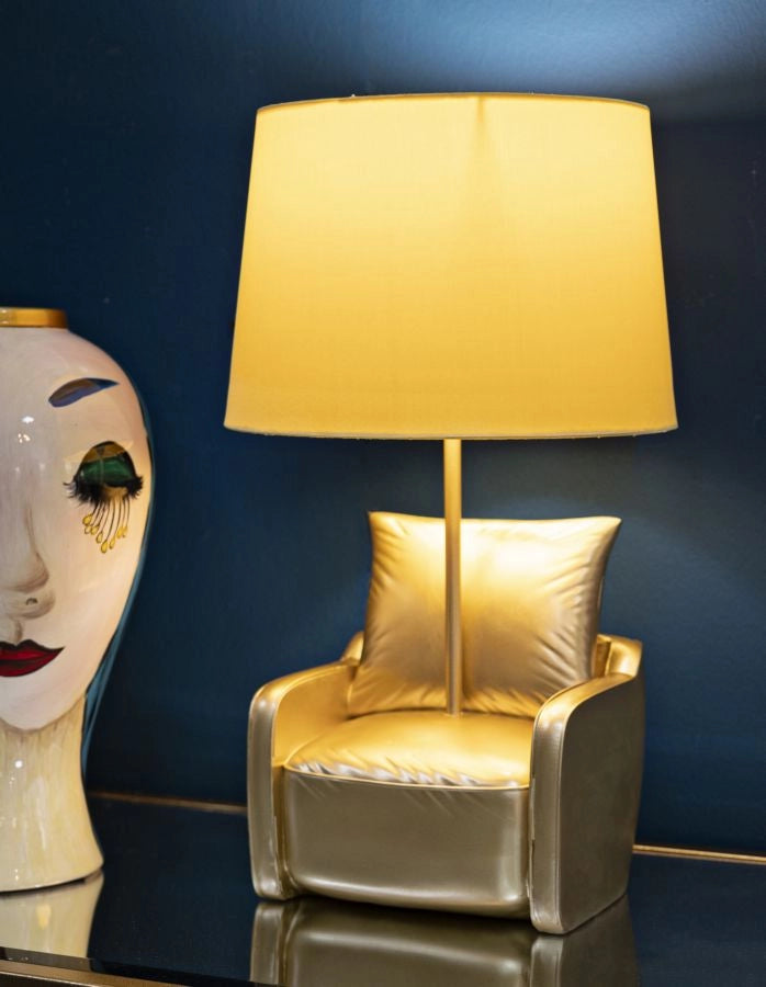 LAMPADA DA COMODINO MIDCENTURY GIALLA CM Ø 26X46