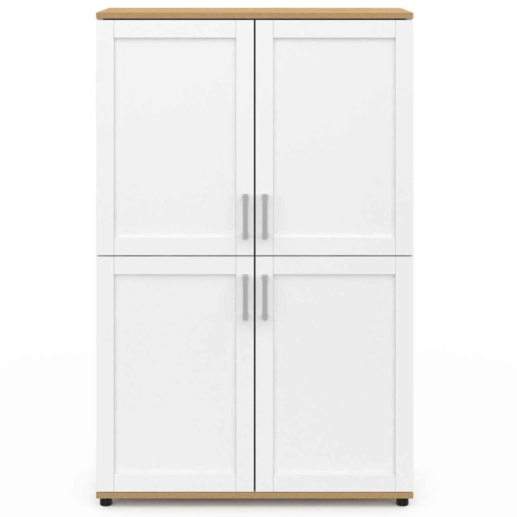 IDMarket - Tablero alto de 2 puertas VITO blanco y efecto haya H. 125 cm