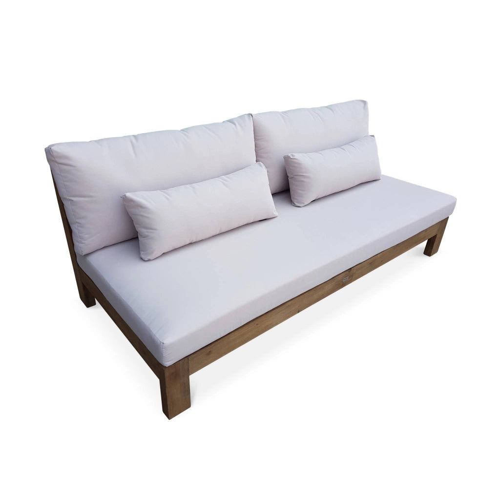 Salotto da giardino in legno, 5 posti, marrone naturale